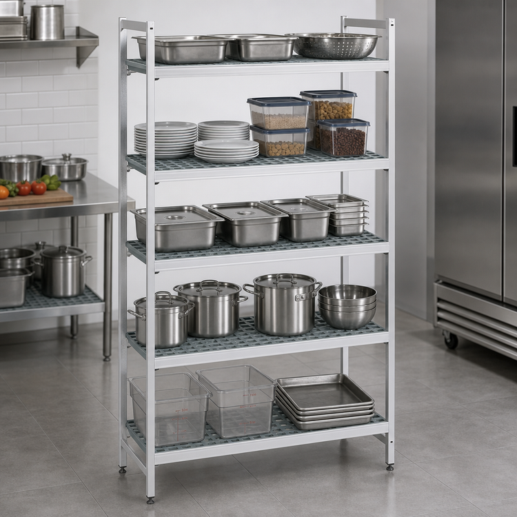 Product image #3 for Fermostock 5-Tier Stationary Starter Shelving Unit, 68" W x 22" D x 83" H, Gray Anodized Aluminum