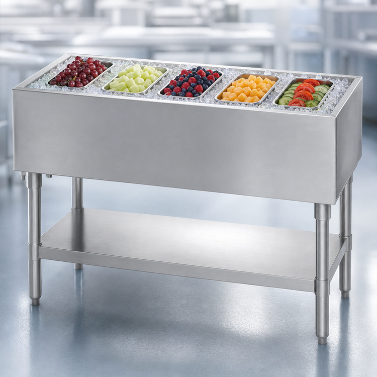 Product image #3 for Eagle Group CP-5 Stationary Ice-Cooled 5-Pan Open Base Cold Pan Serving Counter