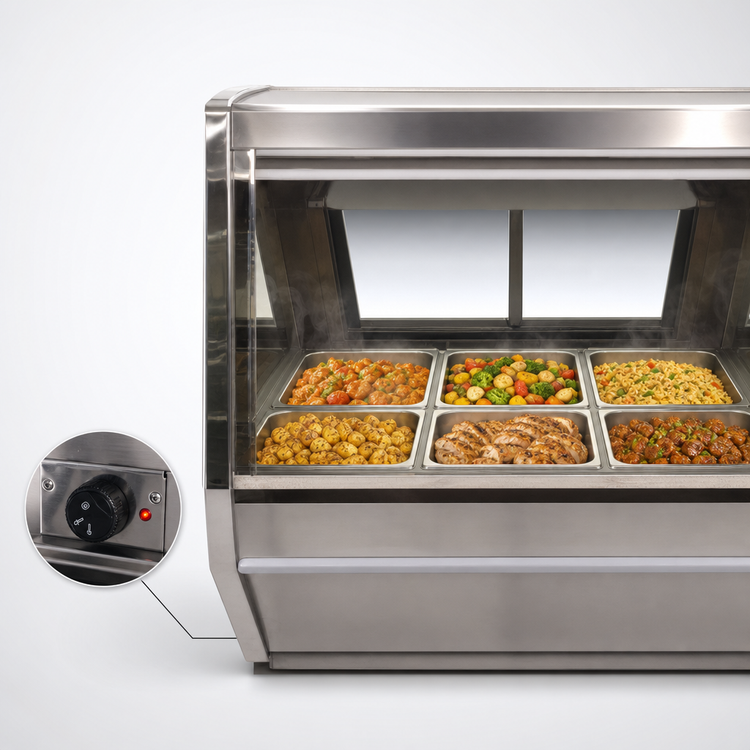 Product image #3 for Howard-McCray 40E Series CHS40E-8 Full-Service Hot Food Case, 6 Wells, 100.5-Inch, White Exterior