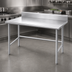 Thumbnail image #3 for 48-Inch x 24-Inch 14-Gauge 304 Stainless Steel Work Table with 5-Inch Backsplash and Galvanized Open Base