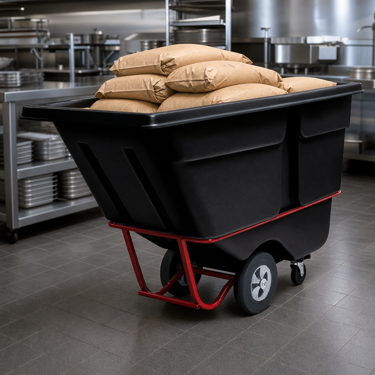 Product image #3 for Rubbermaid Commercial Heavy-Duty Rotational Molded Tilt Truck, 1 Cubic Yard, 2100 lb Capacity, Black