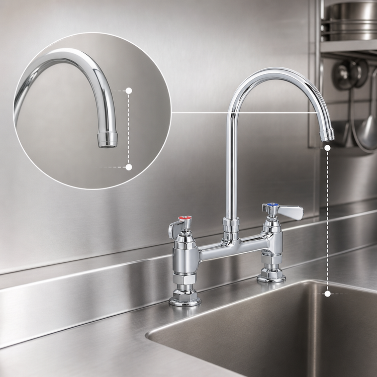Product image #3 for OptiFlow Heavy Duty Deck Mount Faucet with 8-Inch Gooseneck Spout