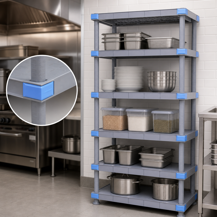 Product image #3 for Millenia 30-Inch Wide x 18-Inch Deep x 74-Inch High Gray Polymer Stationary Starter Shelving Unit with 5 Solid Shelves