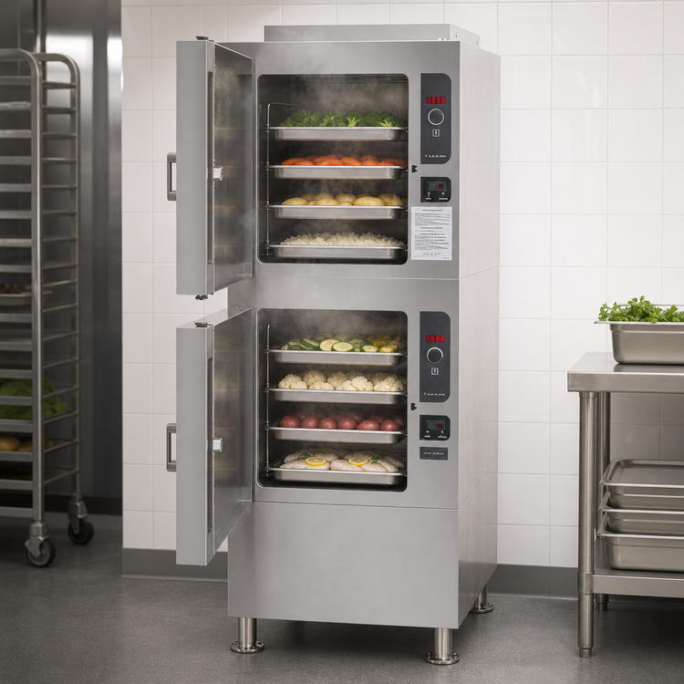 Product image #3 for Cleveland Steamcraft Ultra 10 2-Compartment Pressureless Natural Gas Convection Steamer, 10-Pan Capacity