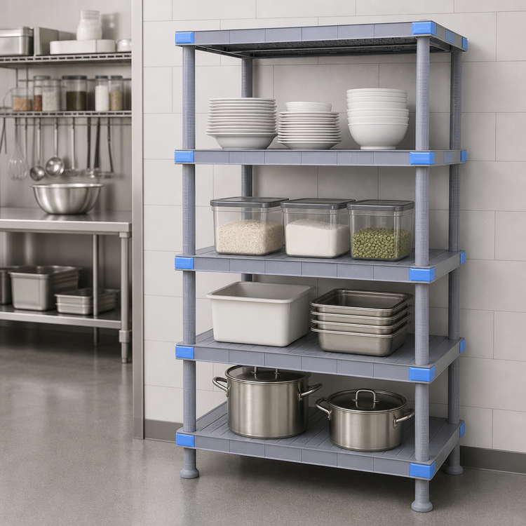 Product image #3 for Quantum Millenia 4-Shelf Solid Polymer Stationary Starter Shelving Unit, 42 x 24 x 62 Inches, Gray