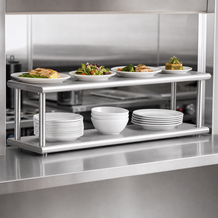 Product image #3 for Advance Tabco Double-Tier Pass-Thru Shelf, 48 x 18 Inches, 18/430 Stainless Steel