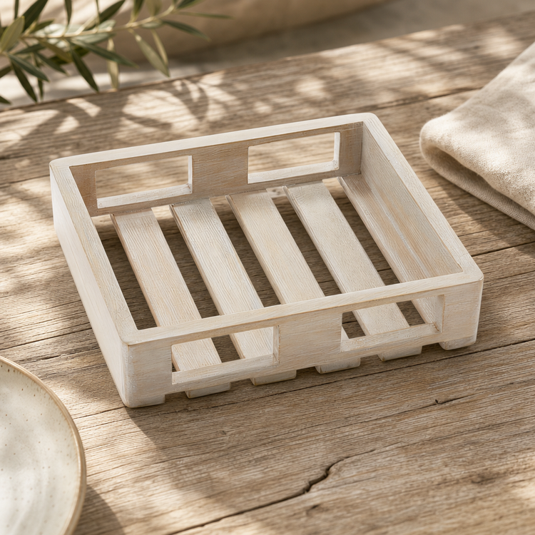 Product image #4 for Sun-Bleached Rectangular Wooden Serving Crate, 11-5/8 Inch