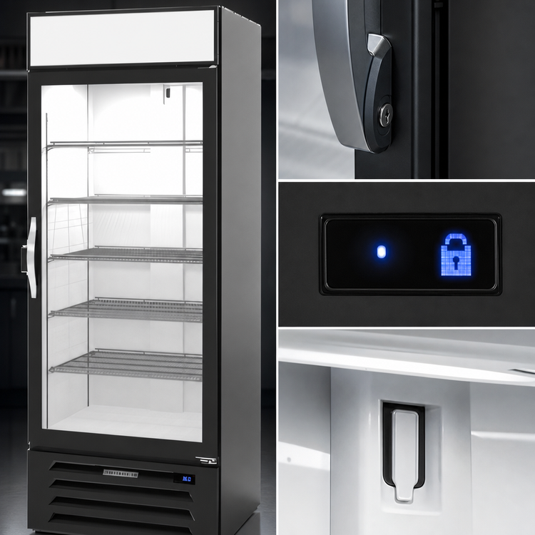 Product image #3 for Beverage-Air MarketMax IQ One-Section Reach-In Glass Door Merchandiser Refrigerator with Electronic Lock, Black, 25.97 Cu. Ft.