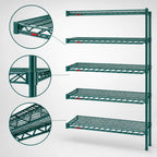 Thumbnail image #3 for Eagle Group Valu-Gard A5-86-2148VG 5-Tier Add-On Wire Shelving Unit, 48W x 21D x 86H, Green Epoxy