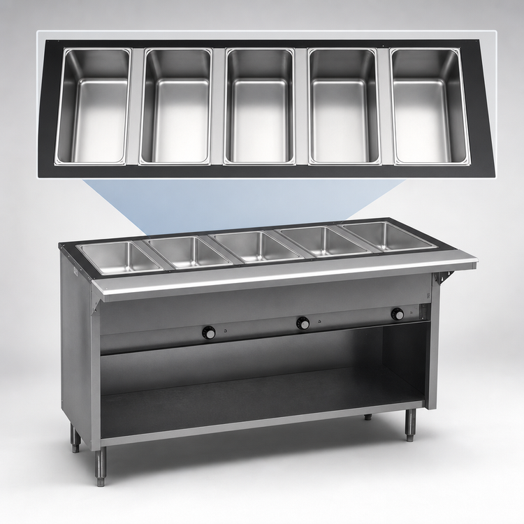 Product image #3 for Spec-Master HT5CB-240-3 79" 5-Well Electric Hot Food Table with Enclosed Base
