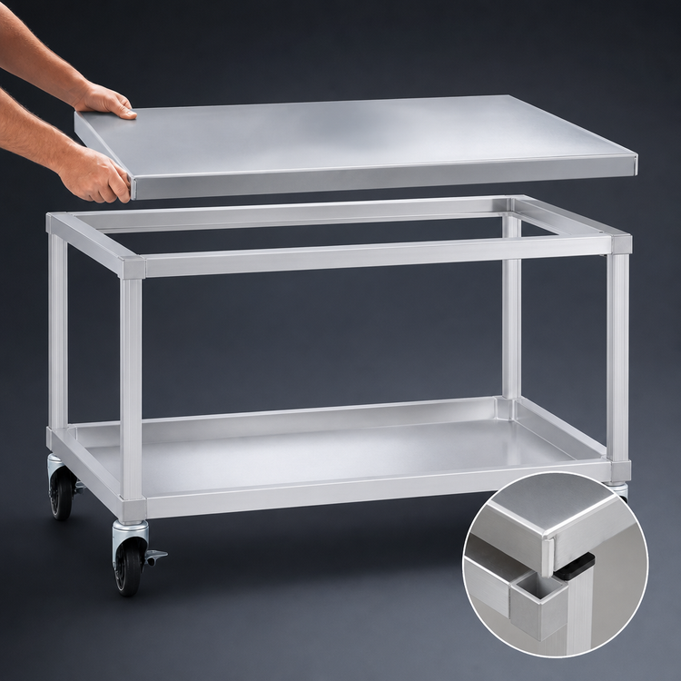 Product image #3 for New Age Mobile Aluminum Equipment Stand with Removable 12-Gauge Marine-Edge Top, Open Base, 48 x 30 x 24 Inches