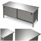 Thumbnail image #3 for John Boos EBSS6-2472 72" x 24" Enclosed Stainless Steel Work Table with Cabinet Base, Sliding Doors, 16-Gauge 300 Series Top