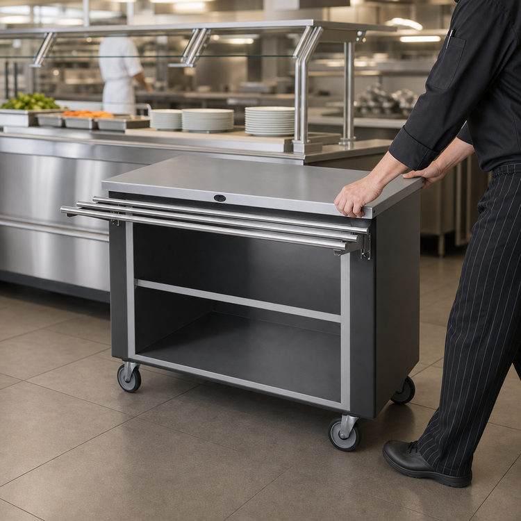 Product image #3 for Randell Custom & Serving RANFG ST-5 Mobile Modular Fiberglass Utility Serving Station with Enclosed Base and Stainless Steel Top