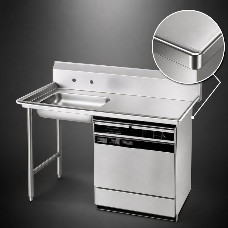 Product image #3 for Advance Tabco Undercounter Dishtable with Left Sink Bowl, 60 x 30 Inch, 304 Stainless Steel