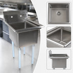 Thumbnail image #3 for John Boos E1S8-18-12 1-Compartment Stainless Steel Sink with Galvanized Legs, 18-Gauge Top, 18 x 18 x 12-Inch Bowl and 9-3/4-Inch Backsplash