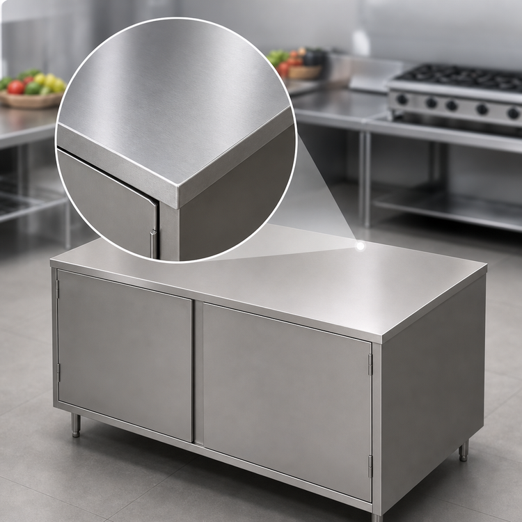Product image #3 for 72-Inch x 30-Inch Flat Top Stainless Steel Chef Table Cabinet Base with Hinged Doors