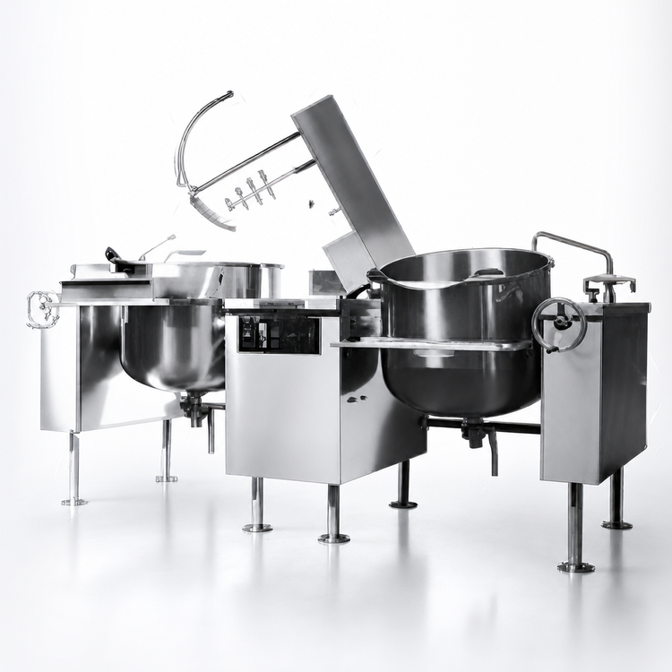 Product image #3 for Crown DLTM-40-2 Twin 40-Gallon Direct Steam Tilting Mixer Kettle