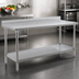 Thumbnail image #3 for Eagle Group Budget Series 72 Inch x 24 Inch 430 Stainless Steel Work Table with 4-1/2 Inch Backsplash and Adjustable Undershelf