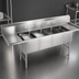 Thumbnail image #3 for John Boos B Series 4-Compartment Stainless Steel Sink with Dual Drainboards, 111-1/4 Inch Wide