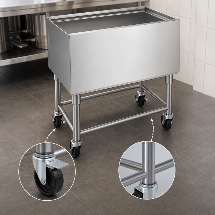 Product image #3 for Krowne Mobile Stainless Steel Ice Bin with Casters, 97 lb. Capacity, 30 x 18-1/2 x 30 Inches (MB-1830)