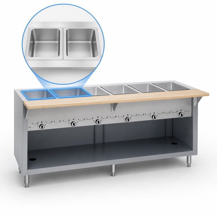 Product image #3 for Thurmaduke 2-Opening Gas Steam Table with Dry Heat Wells