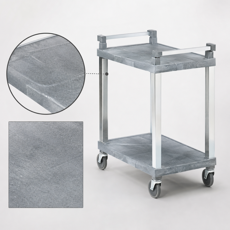 Product image #3 for Vollrath 2-Shelf Plastic Utility Cart with Chrome Uprights, 30-1/2 x 18-1/2 x 36 Inches
