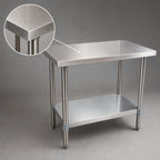 Thumbnail image #3 for BK Resources VTT-1830 30" x 18" Stainless Steel Work Table with Galvanized Undershelf, 18-Gauge 430 Series Top