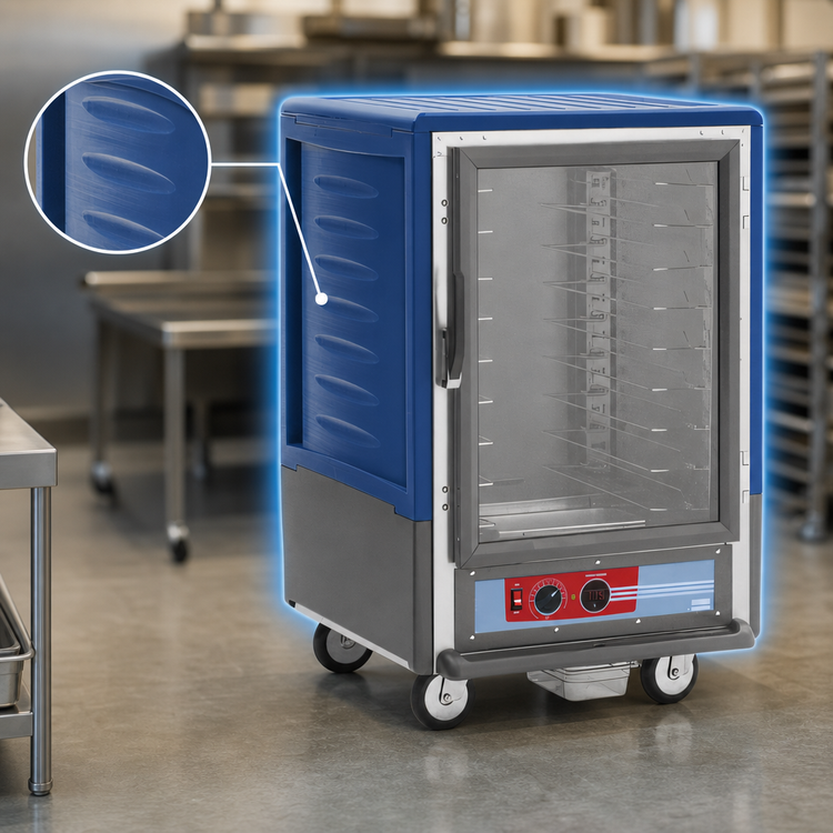 Product image #3 for Metro C5 3 Series Mobile Half-Height Heated Holding Cabinet with Clear Polycarbonate Door