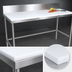 Thumbnail image #3 for John Boos 96 Inch x 24 Inch Reversible Poly Top Trimming Table with 6 Inch Backsplash and Stainless Steel Base