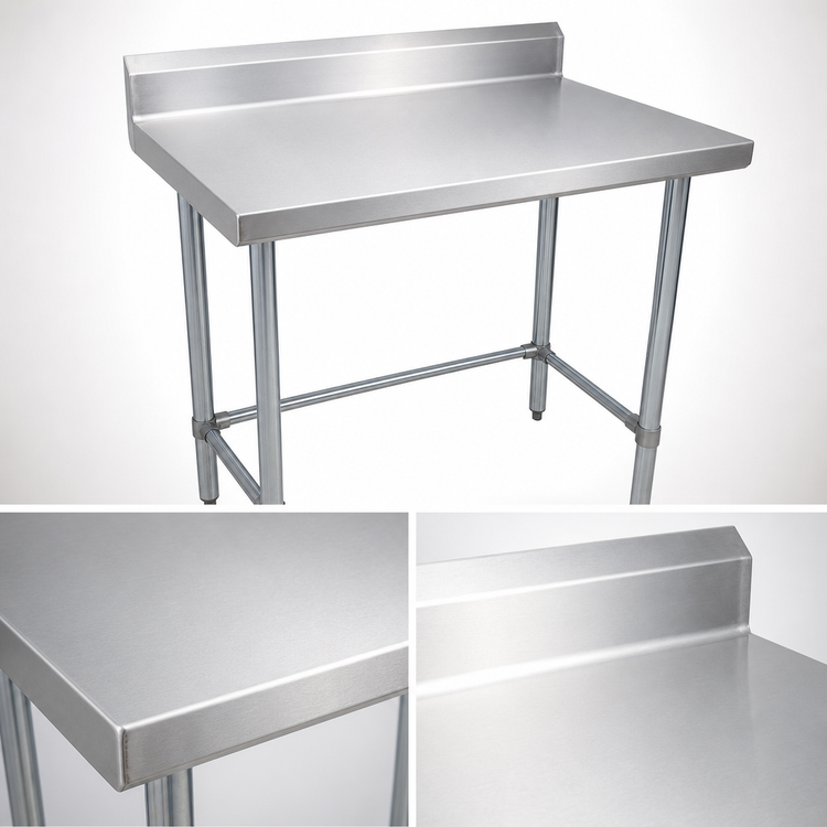 Product image #3 for 30" x 24" Open Base Stainless Steel Work Table with 5" Backsplash