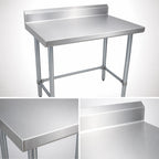 Thumbnail image #3 for BK Resources SVTR5OB-3024 30" x 24" Open Base 18-Gauge 430 Stainless Steel Work Table with 5" Backsplash