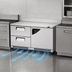 Thumbnail image #4 for Turbo Air Super Deluxe 60-1/4-Inch Stainless Steel Front-Breathing Two-Section Worktop Refrigerator with 1 Solid Door and 2 Drawers