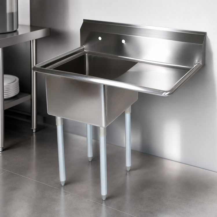 Product image #3 for John Boos E-Series 1-Compartment Sink with Right-Hand Drainboard, 18-Gauge Stainless Steel, 14-Inch Deep Bowl