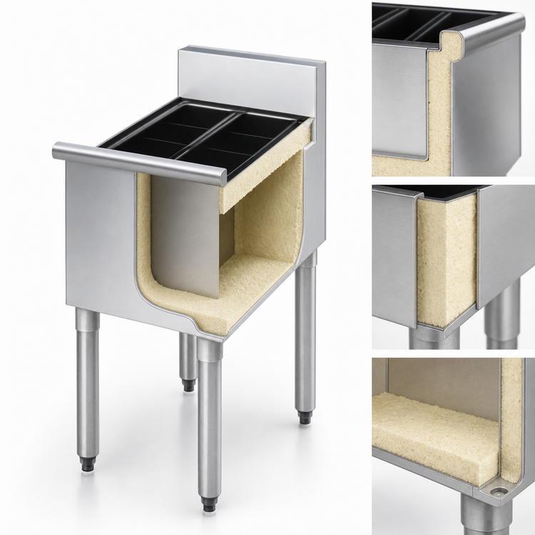 Product image #3 for Eagle 1800 Series Underbar Insulated Modular Add-On Bottle Storage Unit, 12 x 20 Inches