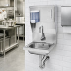 Thumbnail image #3 for Krowne HS-13 Wall-Mounted Stainless Steel Hand Sink with Electronic Gooseneck Faucet, Soap & Towel Dispenser, and P-Trap