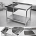 Thumbnail image #3 for Klinger's Trading 48-Inch Stainless Steel Work Table with Left-Side Prep Sink, Backsplash, and Undershelf