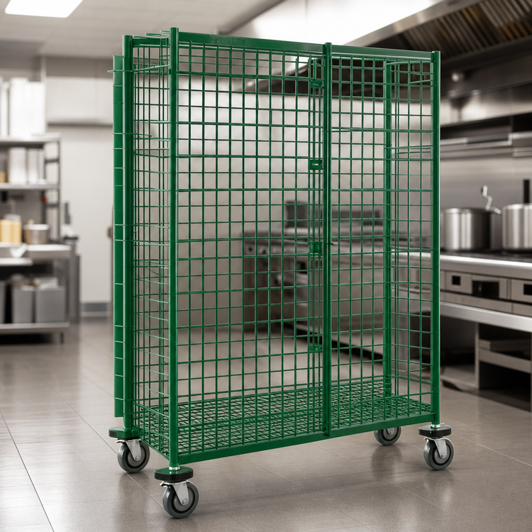 Product image #3 for Metro Super Erecta Mobile Wire Security Cage with Metroseal 3 Epoxy-Coated Green Finish