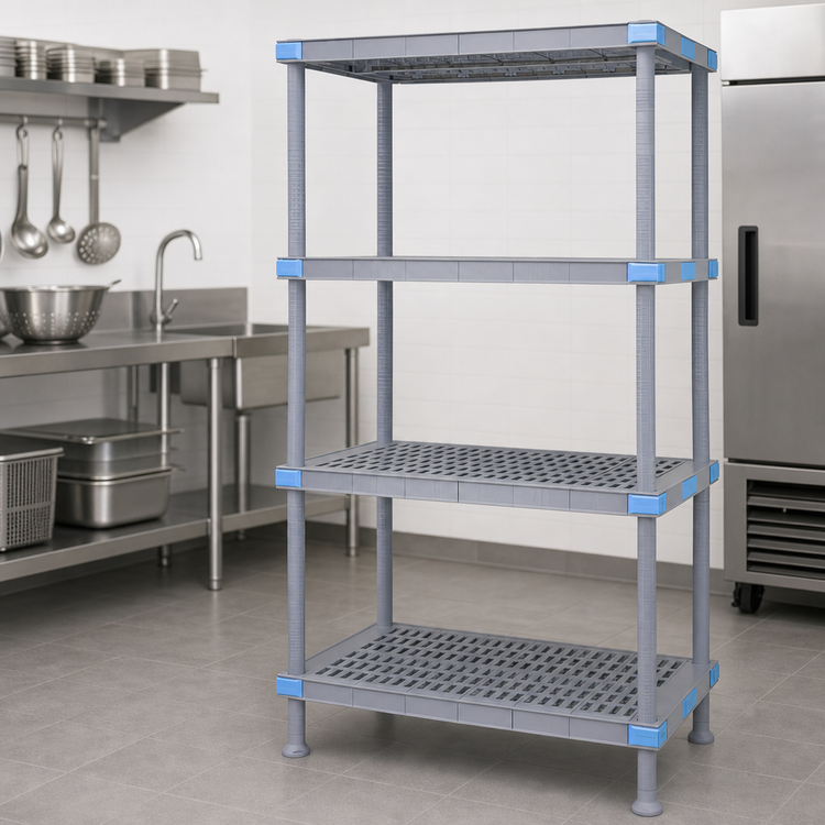 Product image #3 for Millenia 60"W x 21"D x 74"H Polymer Starter Shelving Unit with 4 Open Grid Shelves