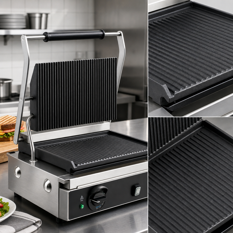 Product image #4 for Vollrath Countertop Commercial Panini Press with Cast-Iron Grooved Plates, 120V