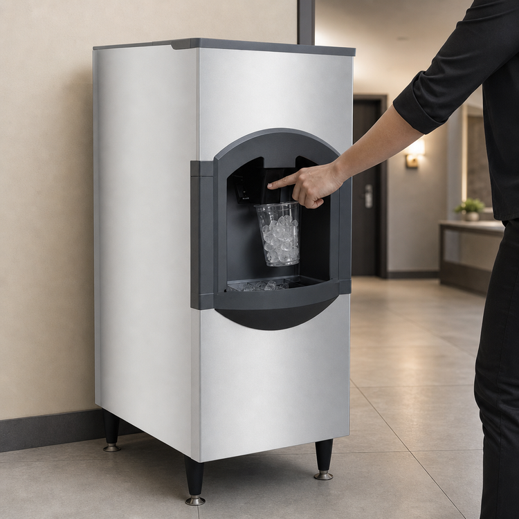 Product image #3 for Scotsman iceValet Hotel/Motel Floor-Model Ice-Only Dispenser for 22-Inch Top-Mount Cube Ice Makers, 120 lb Capacity, 230V/50/1-Ph