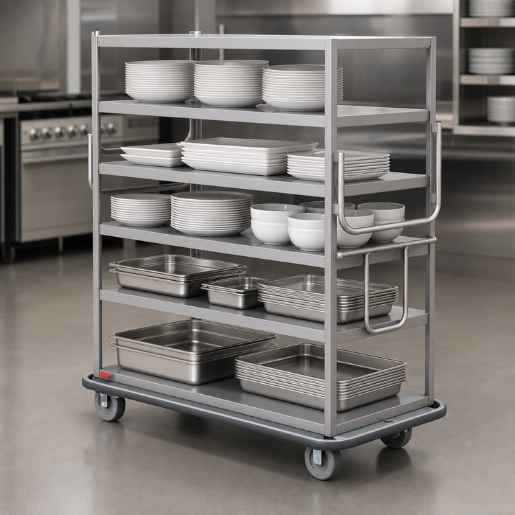 Product image #3 for Metro All-Welded Stainless Steel Queen Mary Cart with 6 Flat Shelves