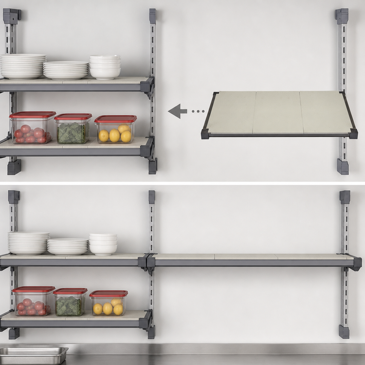Product image #3 for Cambro Camshelving Elevation Wall-Mounted Solid Add-On Shelf Kit, 21 x 42 Inches