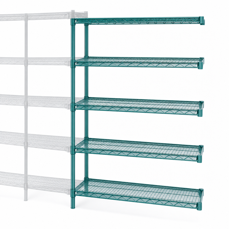 Product image #3 for EagleGard 5-Tier Wire Add-On Shelving Unit, 60W x 21D x 74H, Blue-Green Hybrid Epoxy Finish