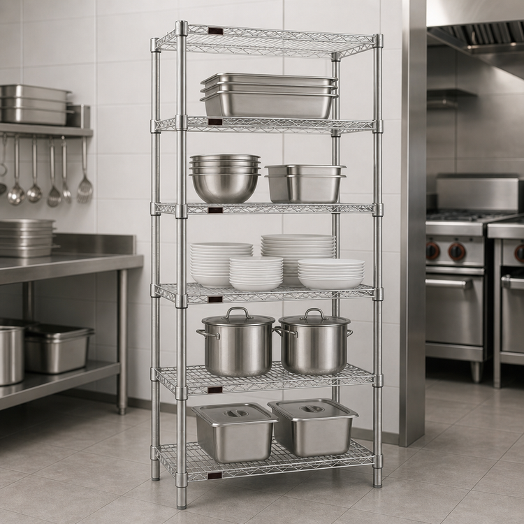 Product image #3 for Eagle Group 5-Tier Wire Starter Shelving Unit, 30 Inches Wide x 21 Inches Deep x 74 Inches High, Stainless Steel Finish