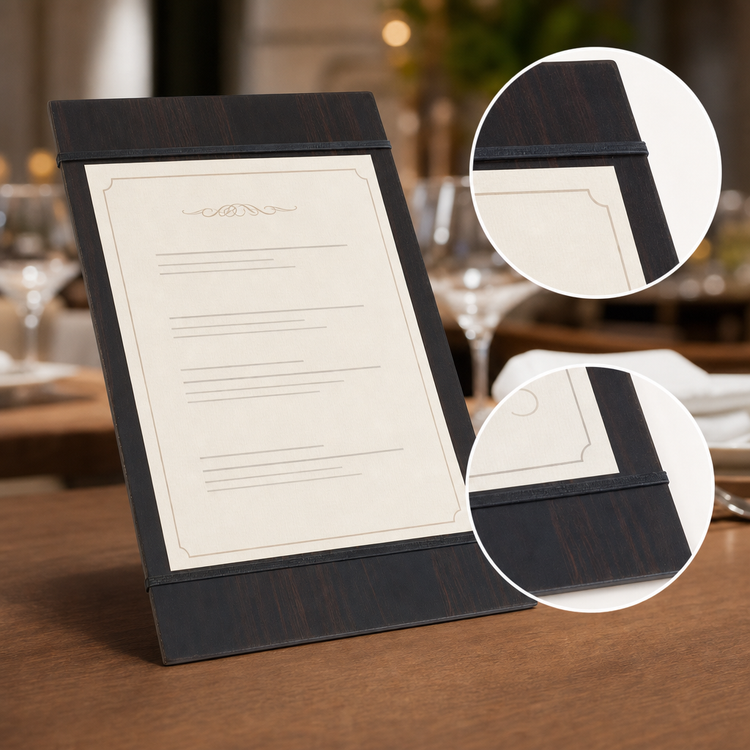 Product image #3 for American Metalcraft Espresso Wood Rubber Band Menu Board, 9 x 15-1/2 Inches