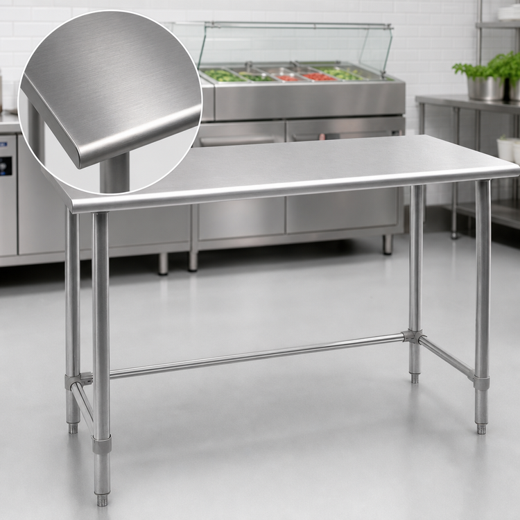 Product image #3 for Omcan 60-Inch x 30-Inch Stainless Steel Flat Top Open Base Work Table for Cold Food Bars