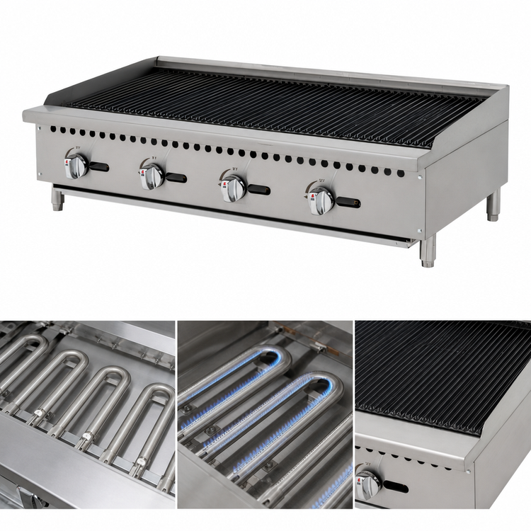 Product image #3 for Migali Competitor Series 48-Inch Countertop Natural Gas Radiant Charbroiler, 4-Burner