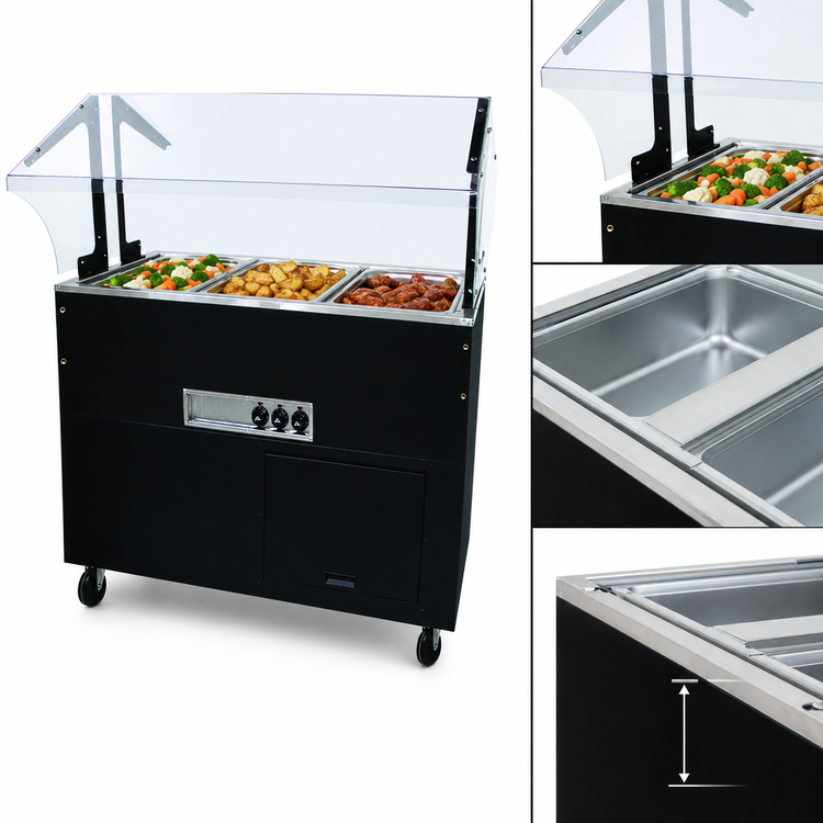 Product image #3 for Portable Electric Hot Food Buffet Table with 3 Sealed 12" x 20" Wells and Sneeze Guard