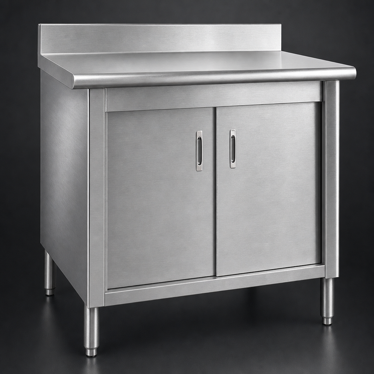 Product image #3 for Eagle Group 60 Inches x 30 Inches Knock Down Enclosed Work Table with Cabinet Kit, Sliding Doors, 4-1/2 Inch Backsplash