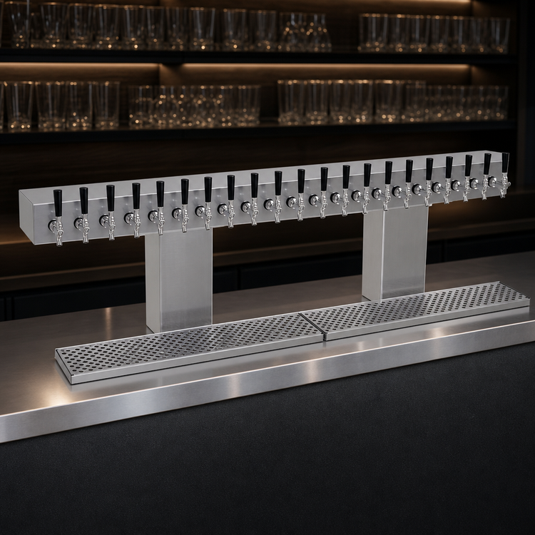 Product image #3 for Glastender BRT-20-SSR Double-Column Countertop Bridge Draft Dispensing Tower, 20 Faucets, Stainless Steel Finish